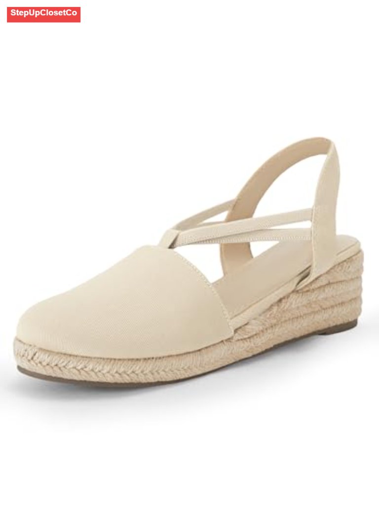 Women's Platform Wedge Espadrille Sandals Slingback Closed Toe Slip On Shoes